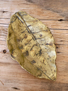 Vintage 1960s Mid-Century Modern Brass Tobacco Leaf Dish by Cambron