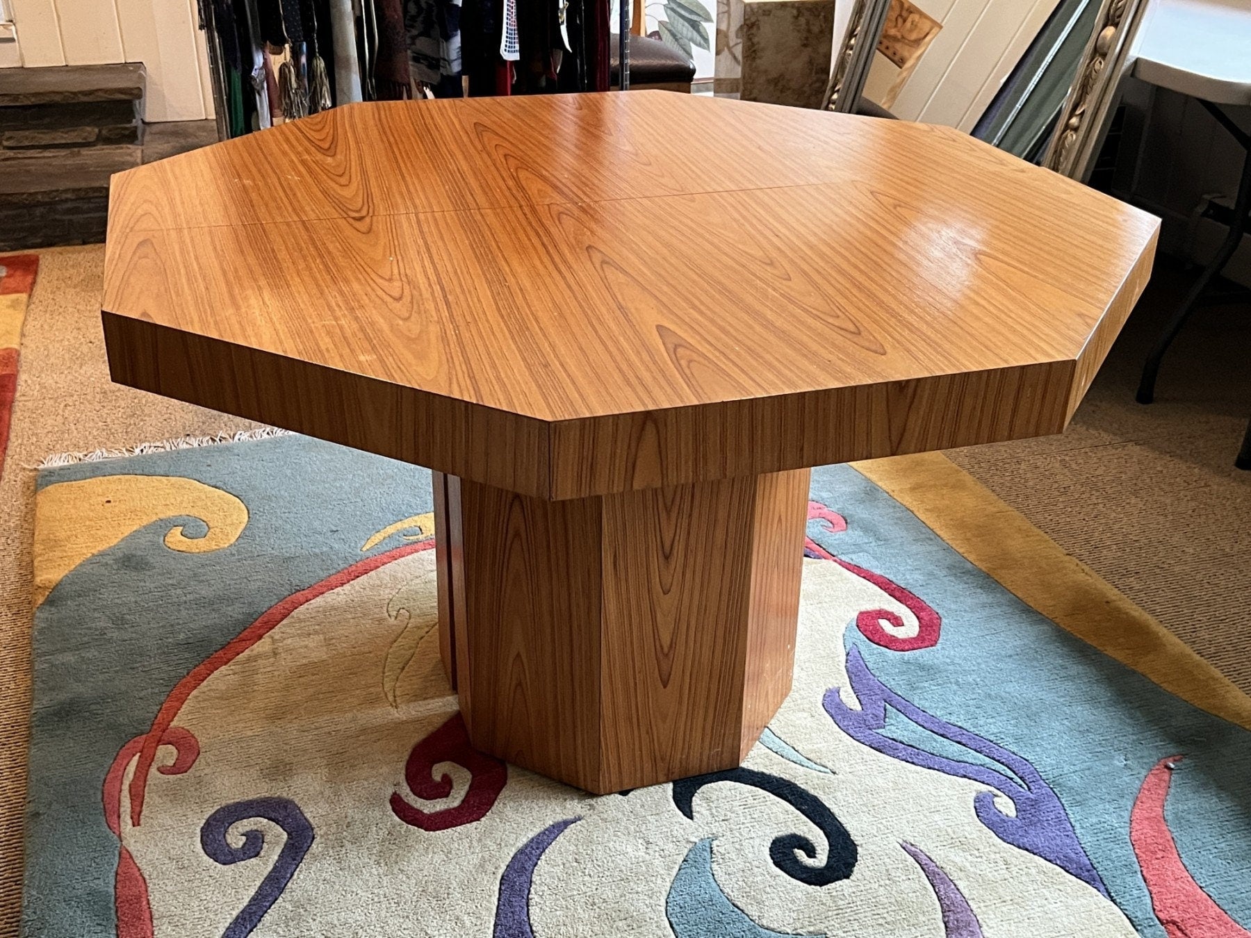Italian Mid-Century Hexagonal Dining Table | Shipping NOT Free | Vintage MCM Extendable Drop Leaf Table | Dining Room Furniture