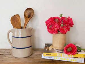 Antique Small Stoneware Crock | Farmhouse Flower Vase | Rustic Kitchen Decor | Vintage American Made Stoneware