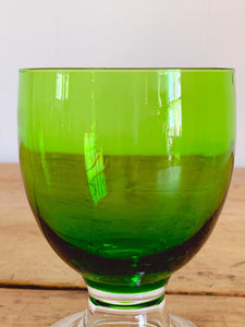 Vintage Bright Green Dessert Cups Sherbert Glasses Water Goblets with Clear Foot | Champagne Coupe Craft Cocktail Glasses Set of 2, 4 or 6