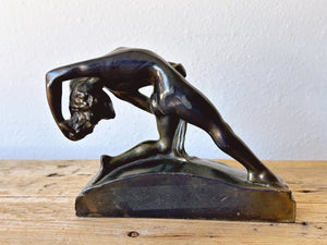 Pair of Vintage 1930s Art Deco Bronze Nude Lady Sculpture Bookends | Art Nouveau Dancing Woman Bookshelf Mantle Decor | Gift for Her