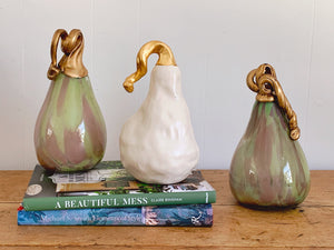 Vintage Hand Blown Art Glass Pumpkins from Hecho en Mexico and Studio B by Magenta Ceramic Pumpkin with Gold Stem | Fall Harvest Home Decor