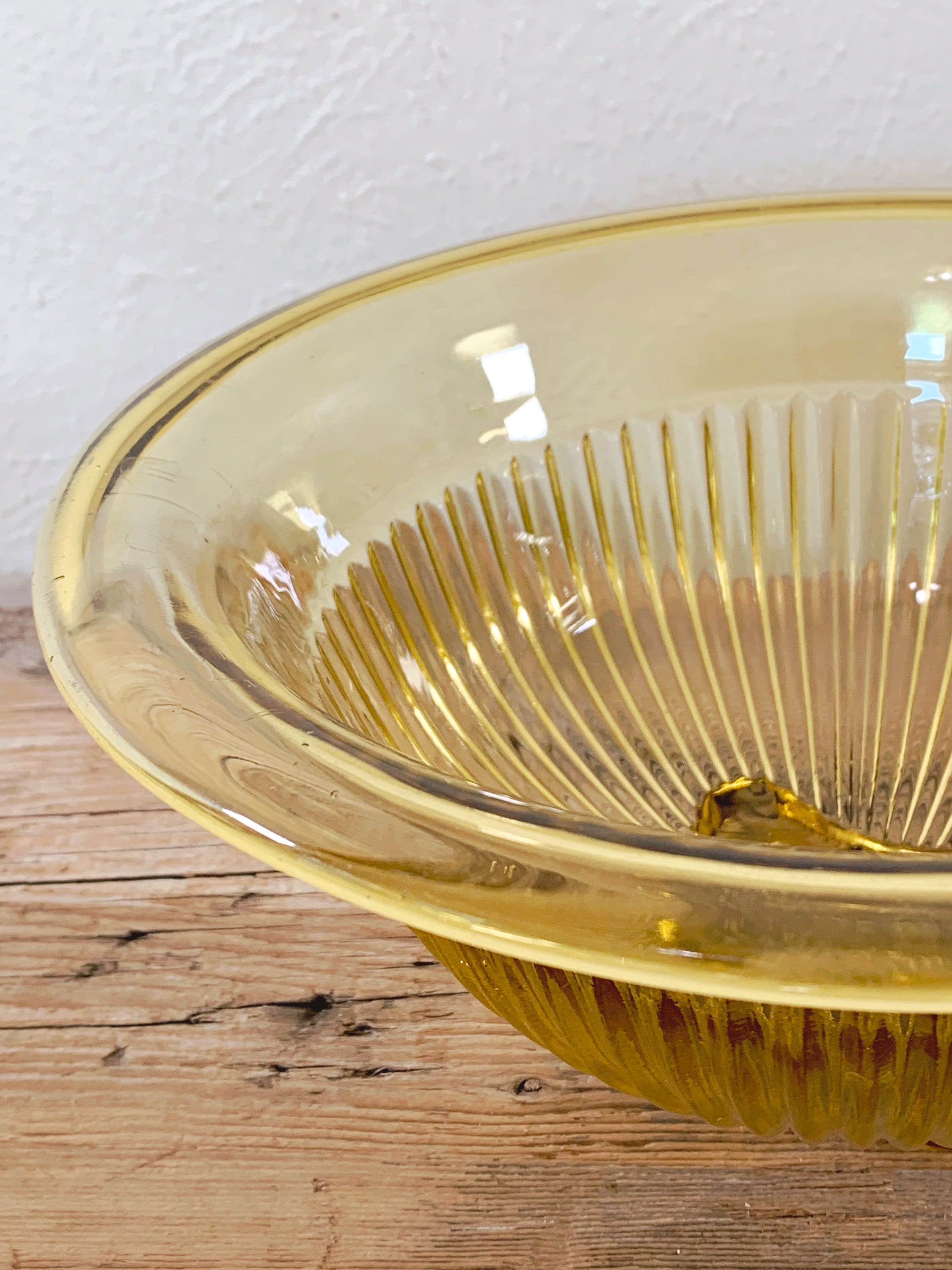 Depression Glass Bowls Set/4, Federal Glass Co. Yellow Ribbed