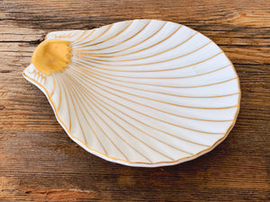 Vintage White Porcelain Shell Dish | Small Jewelry Dish, Trinket Tray, Catchall Plate, Soap Dish, Ring Dish | Beach House Decor
