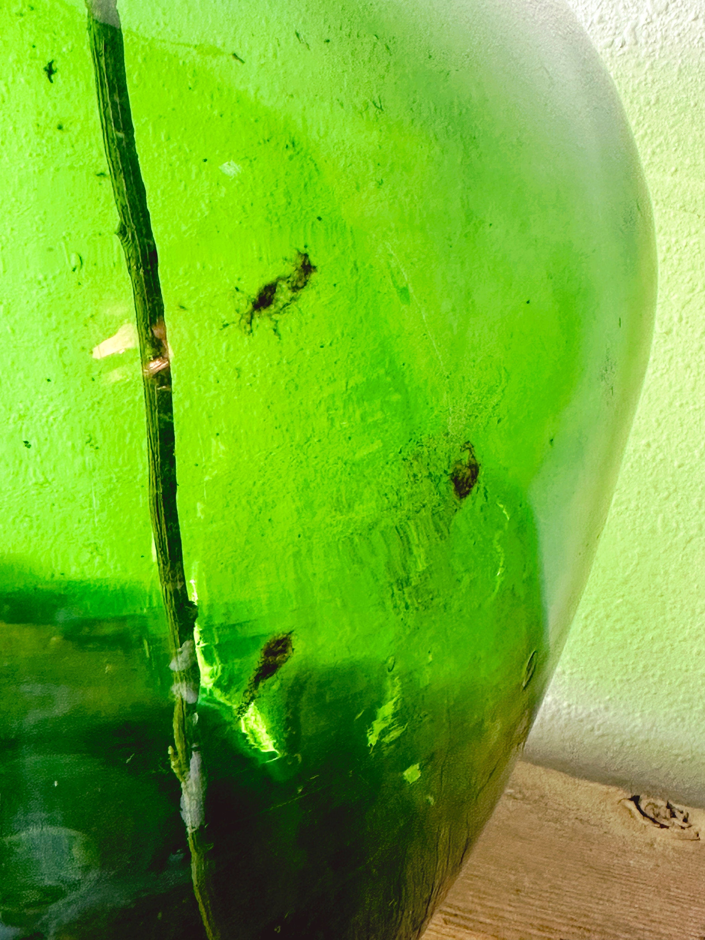 Vintage Hand Blown Large Green Glass Demijohn | French Glass Wine Jug Home Decor