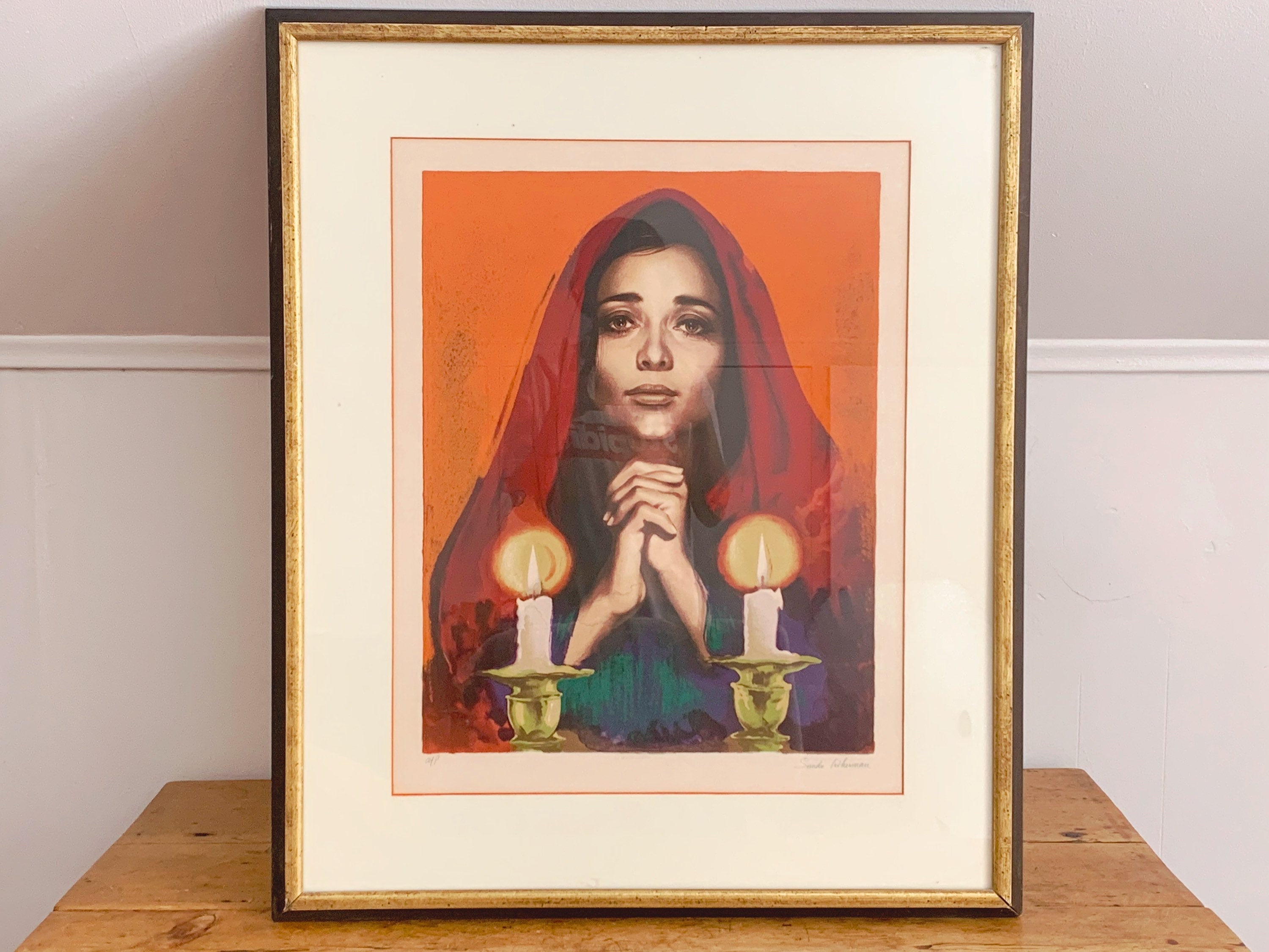 Vintage Circa 1975 "Shabbas Candles XIV A" Lithograph by Sandu Liberman | Signed and Numbered AP