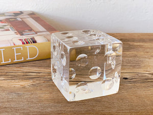 Saks Fifth Ave Crystal Dice Paperweight | Crystal Dice Sculpture Home Decor