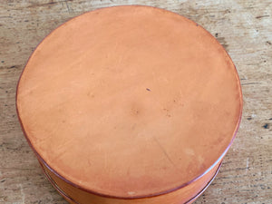 Vintage Leather Covered Wood Round Storage Box with Lid | Home and Office Organization