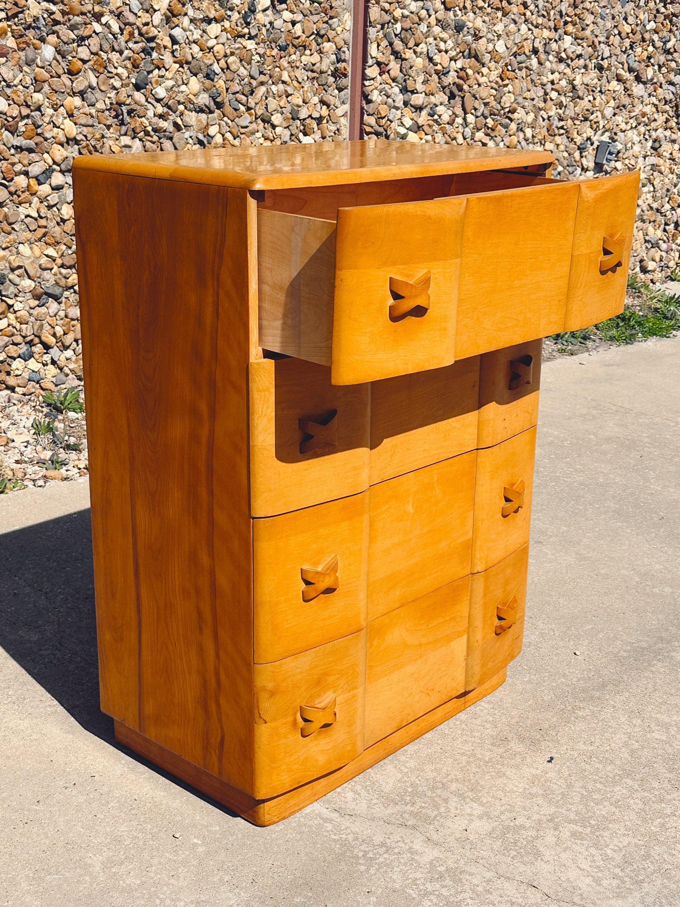 Vintage Mid Century Modern 1940s Heywood Wakefield "Rio" 4-Drawer Tallboy Dresser | SHIPPING NOT FREE | Bedroom Furniture Chest of Drawers