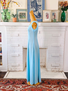 Vintage Long Formal Gown in Baby Blue | Size S | Formal Occasion Prom Dress Ball Gown Wedding Guest