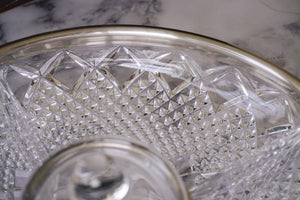 Vintage Heavy Cut Lead Crystal Divided Relish Tray with Silver-Plated Rim | Holiday Entertaining 5-Part Divided Snack Bowl - Urban Nomad NYC