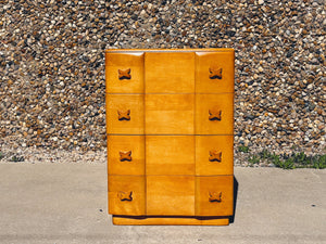 Vintage Mid Century Modern 1940s Heywood Wakefield "Rio" 4-Drawer Tallboy Dresser | SHIPPING NOT FREE | Bedroom Furniture Chest of Drawers