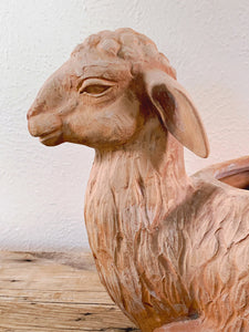 Vintage Italian Hand Made Terracotta Planter Flower Pot in the Shape of A Lamb | Gift for Plant Lovers | Indoor/Outdoor Home Garden Decor