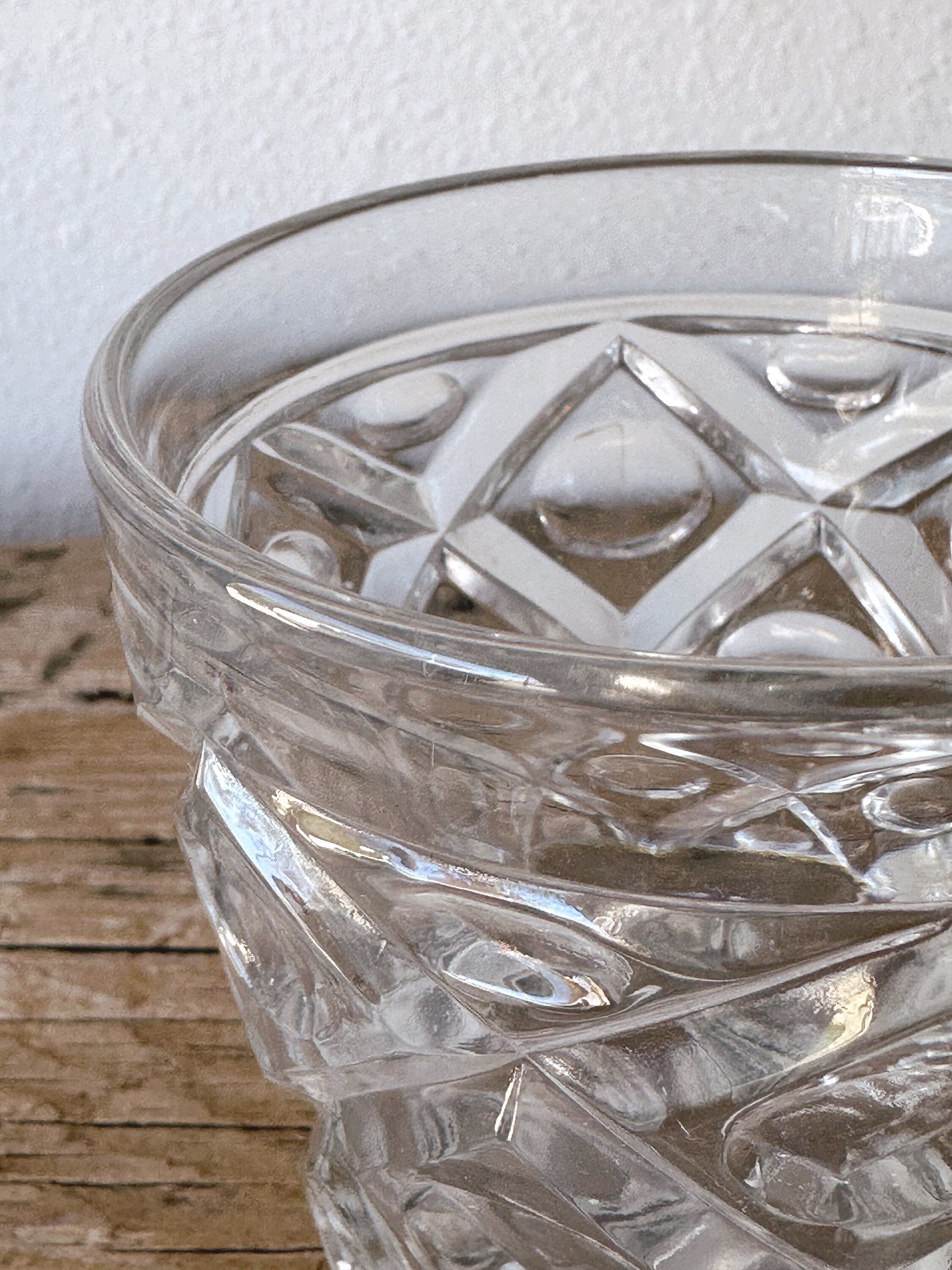 Vintage Pressed Clear Lowball Glasses in Set of 2 or 4 | Mid Century Juice and Water Tumbler | Cocktail Barware Glassware Housewarming Gift