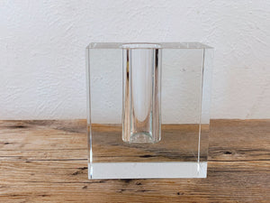 Contemporary Asymmetrical Rectangular Block Clear Crystal Bud Vase | Modern Flower Vase Home Decor | Mother's Day Gift Housewarming Gift