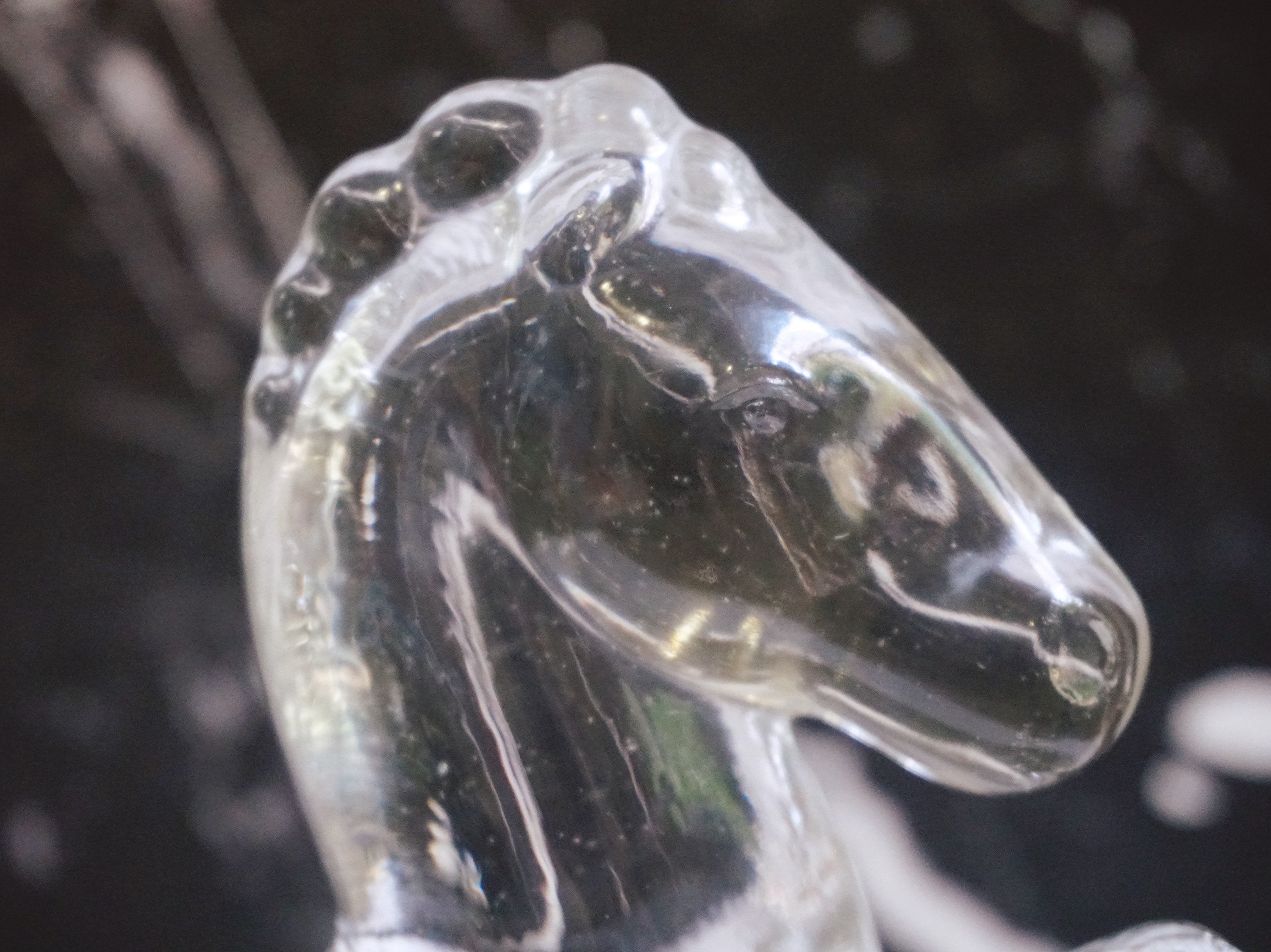 Pair of Vintage 1940s Clear Glass Rearing Horse Bookends By L.E. Smith - Urban Nomad NYC
