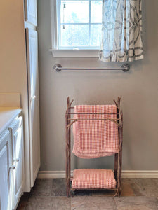 Vintage Artisan Made Iron Towel Rack | Metal Towel Holder Blanket Stand Free-Standing Floor Drying Rack | Bathroom Storage Organization