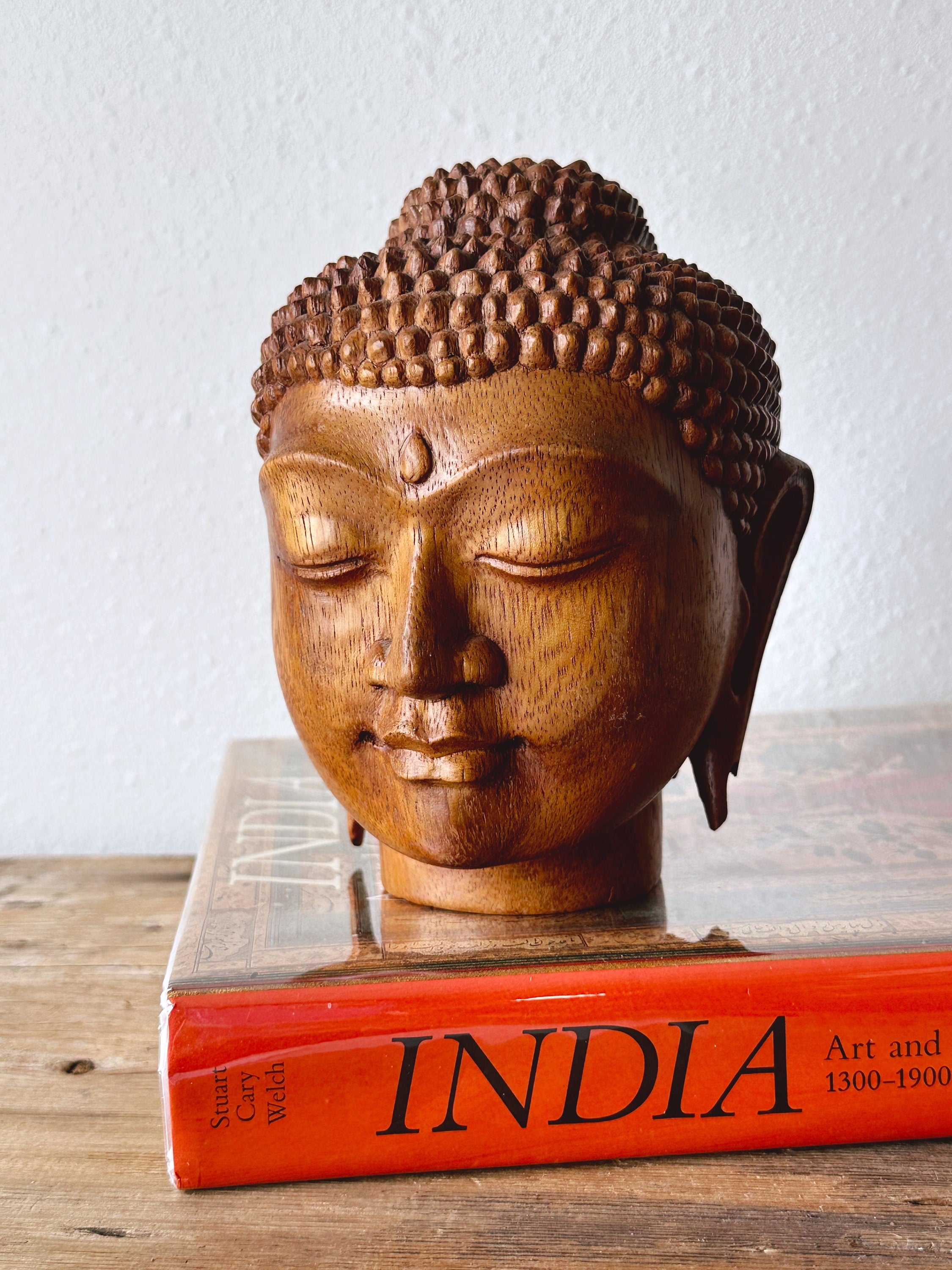 Vintage Wood Buddha – Wood Nomad Urban Buddha Head Meditation | Statue Fig Made NYC Hand
