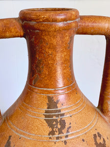 Vintage Large Double Handle Greek-Style Ceramic Jug | Tall Floor Vase Home Decor