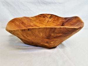 Vintage Large Hand Carved Organic Burl Wood Centerpiece Bowl | Brutalist Style Artisan Wooden Fruit Bowl | Large Decorative Catchall Dish