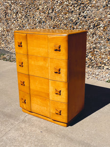 Vintage Mid Century Modern 1940s Heywood Wakefield "Rio" 4-Drawer Tallboy Dresser | SHIPPING NOT FREE | Bedroom Furniture Chest of Drawers