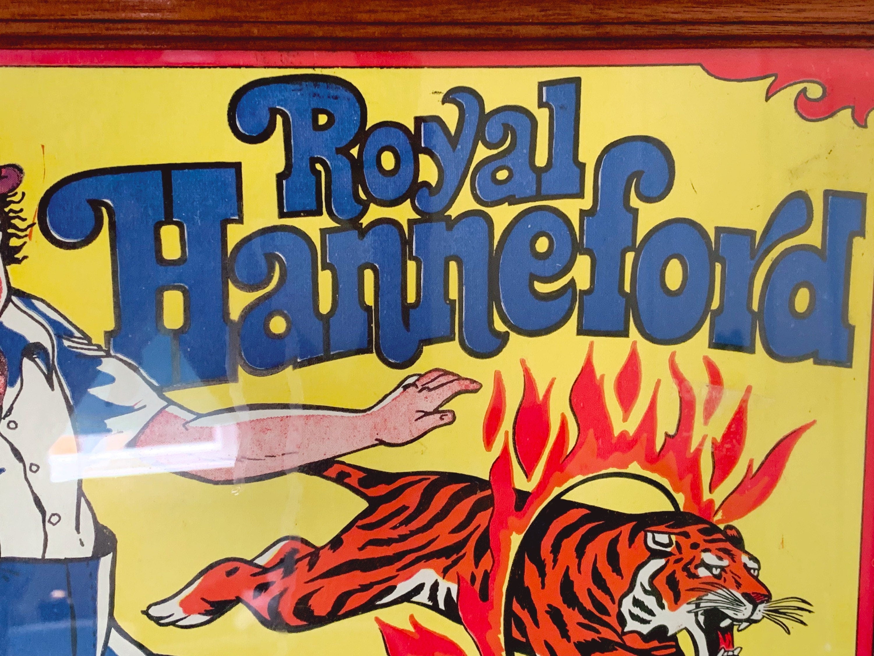 Vintage Royal Hanneford Circus Poster in Wood Frame | Ray Dirgo Circus Art Collectible Advertisement | Gallery Wall Art | Kids Room Decor
