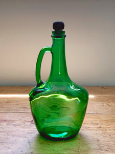 Vintage Green Glass Jug | Demijohn Carboy Wine Jug | Farmhouse Style Vase