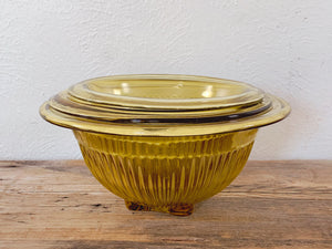 Set of 3 Vintage 1940s Light Yellow Glass Nesting Mixing Bowls by Federal Glass | Amber Depression Glass Serving Bowls | Kitchen Decor