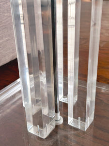 Vintage Clear Acrylic Accent Table | Modern Stacked Lucite Living Room Side Table | Bedroom Furniture End Table | SHIPPING NOT FREE