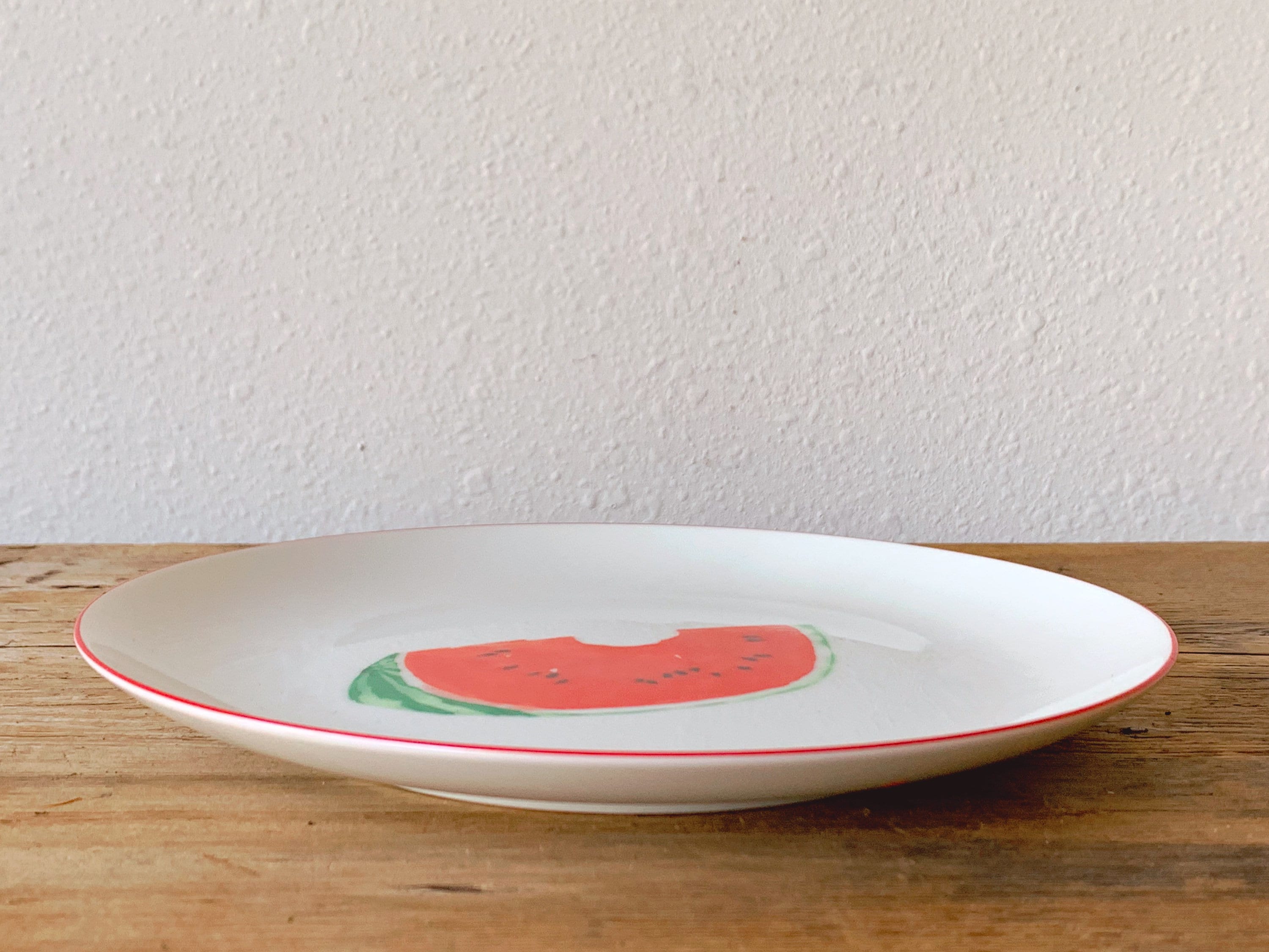Set of 4 Vintage Fitz and Floyd "Watermelon" Fine Porcelain Salad Plates | Ceramic Dinnerware Dessert Plate | Summer Party Tableware