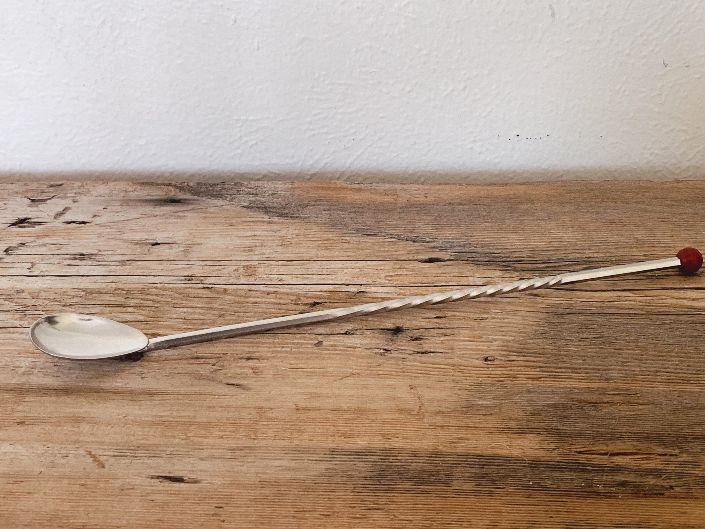 Vintage Anodized Aluminum Straw Stirrer Spoon Swizzle Barware Set