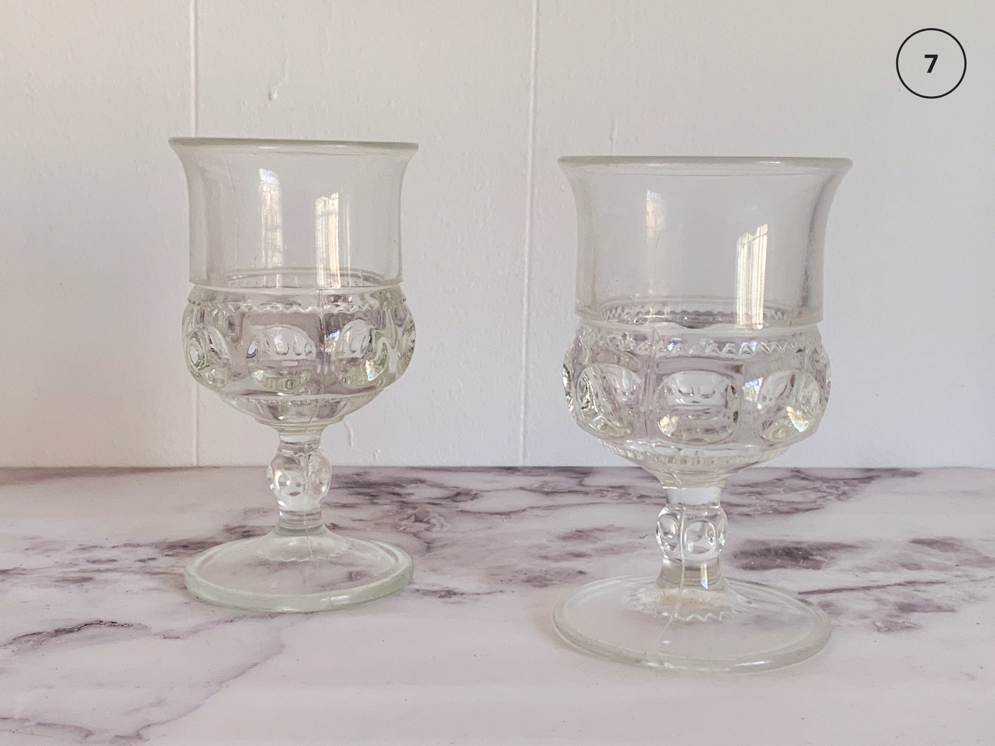 Mix and Match Vintage Pressed Clear Glass Goblets and Tumblers | Mid Century Juice and Water Glasses