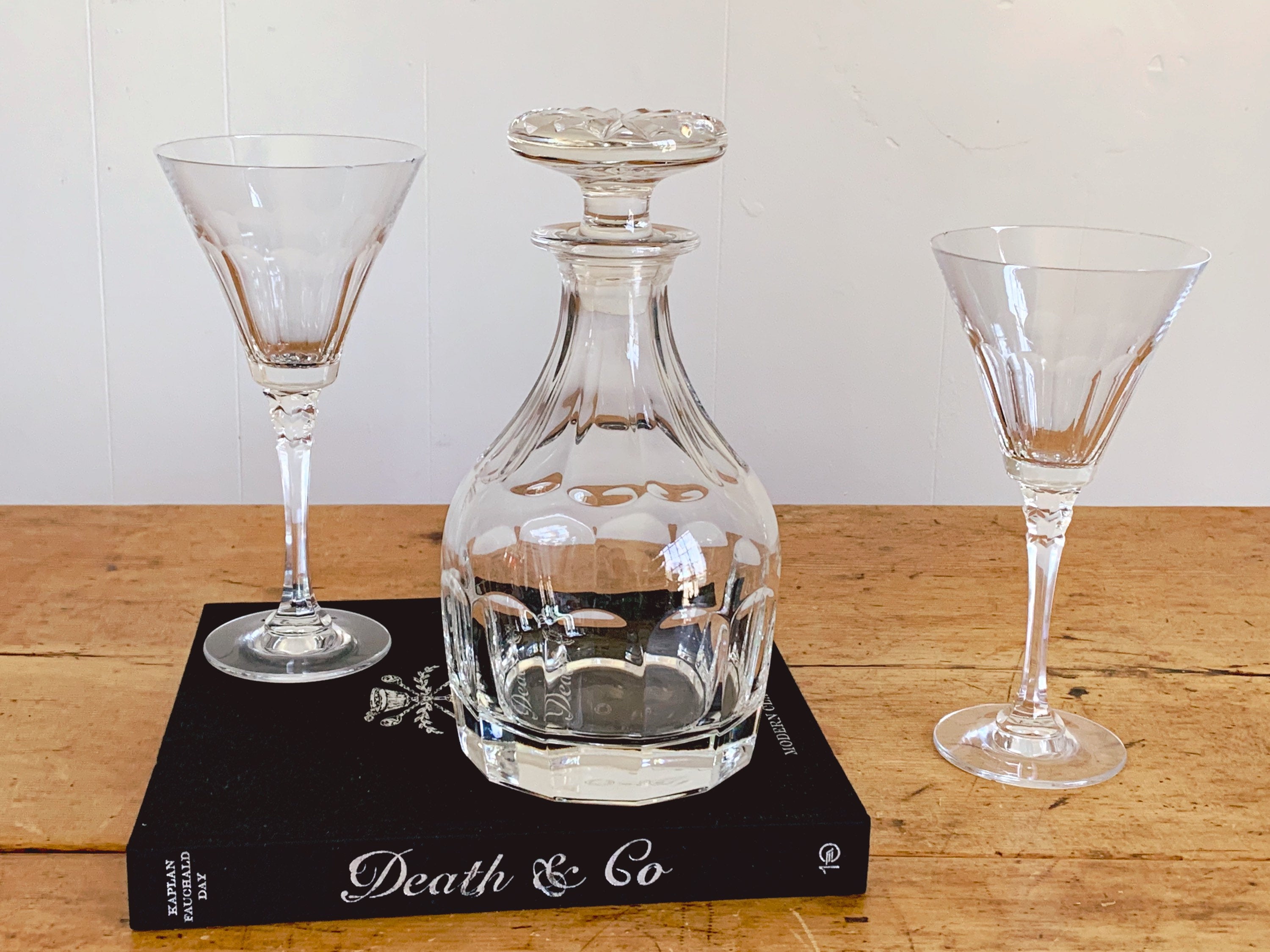 Vintage Brilliant Hand Blown and Cut Crystal Glass Decanter | Antique Barware Bar Cart Decor | Gift for Him Father's Day Gift