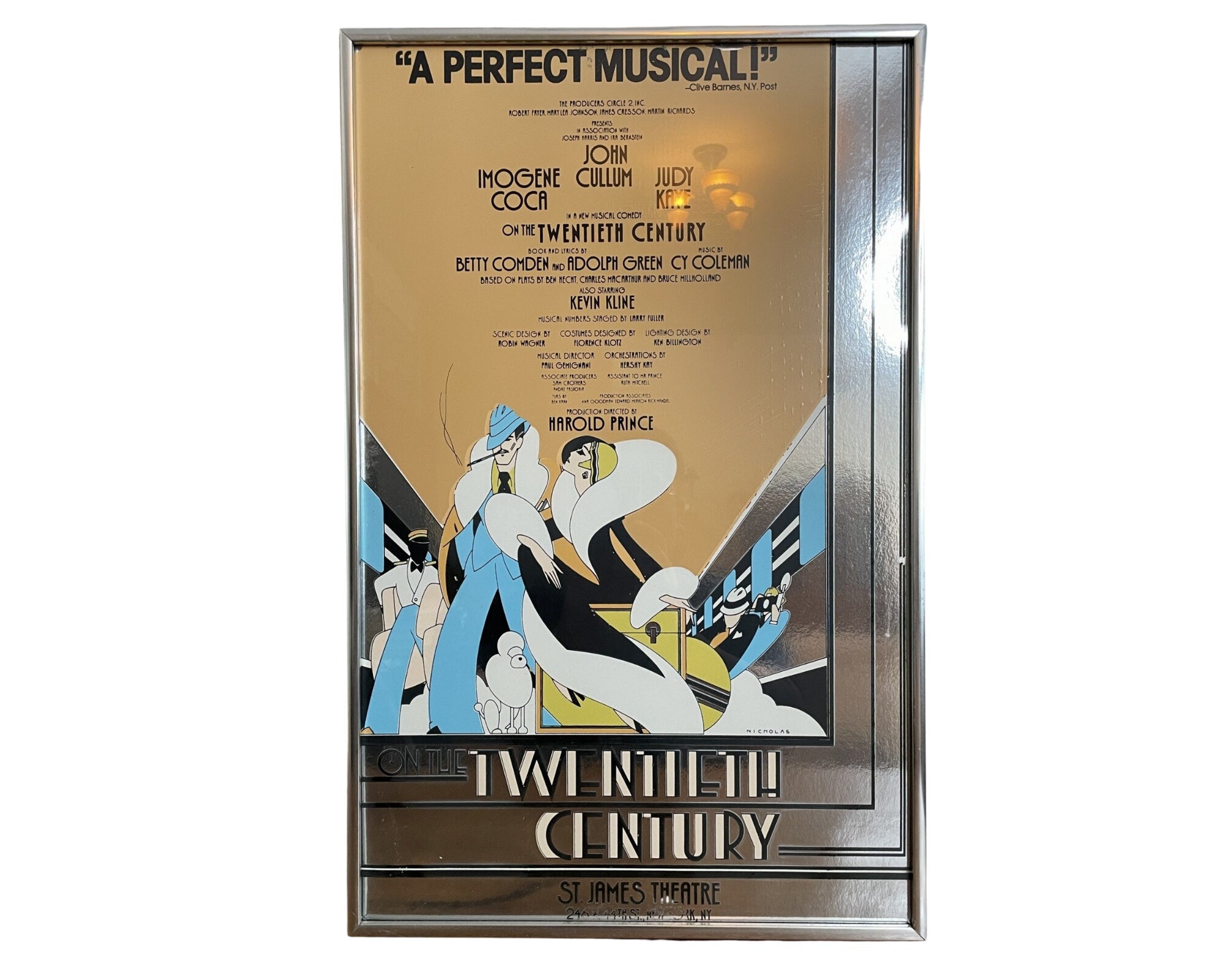 Framed Original Vintage 1978 Broadway Musical Poster of "On The 20th Century" at St James Theatre 14"x 22" | Living Room Gallery Wall Decor
